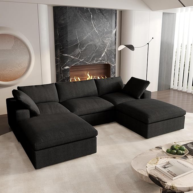 Cloud Modular Sectional Sofa Couch, 120.45" U Shaped Convertible Couches - Image 3