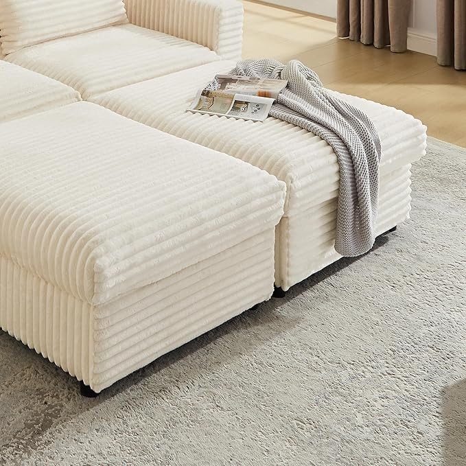 35.3" Corduroy Ottoman with Storage Oversized Ottoman - Image 7