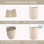 XUANGUO Cotton Rope Laundry Basket Hamper - Image 7