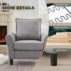 Mid-Century Accent Chairs Set of 2, Modern Linen Fabric Armchair - Image 3