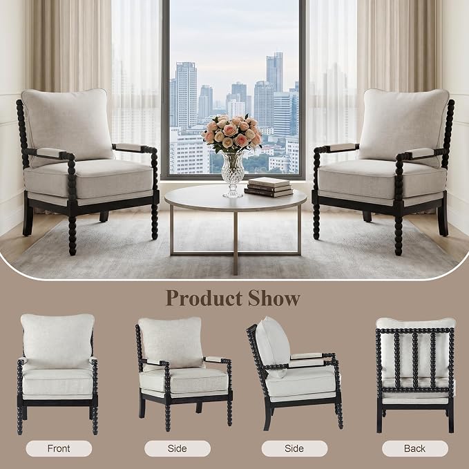 DUHOME Linen Fabric Spindle Accent Chair - Image 7