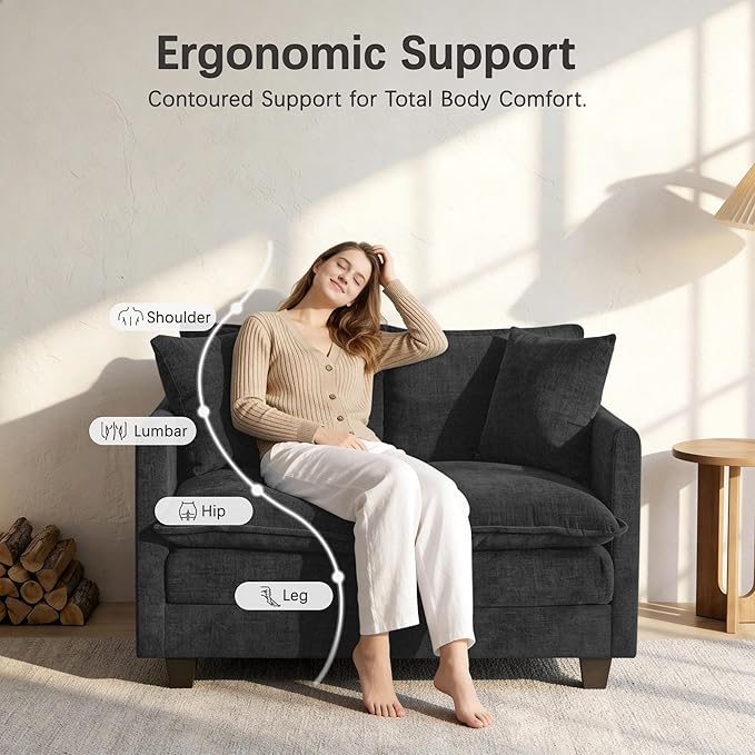 Loveseat Sofa, Comfy Chenille Small Couch - Image 5