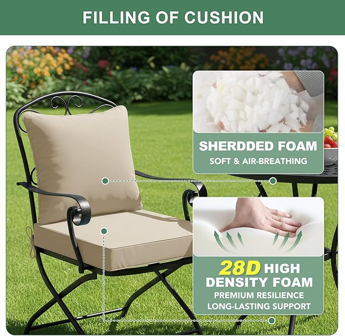 Summsun Outdoor Chair Cushion Weather Resistant, Backrest and Seat Cushion Set - Image 4