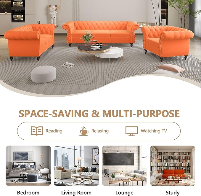 AVZEAR Chesterfield Loveseat, Modern Velvet Sofa Tufted Couch 2 Seater - Image 9