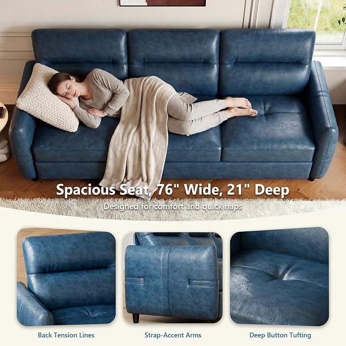 STHOUYN 85” Faux Leather Couch - Image 6