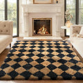 Ophanie Black & Beige Diamond Checkered Rugs by Ophanie