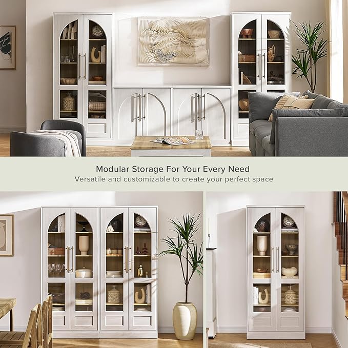 mopio Blake Tall Display Cabinet, Kitchen Buffet Pantry Cupboard, Trophy - Image 7