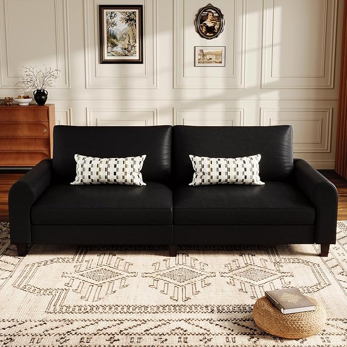 EASE MOOSE 88.5" Large Seat Faux Leather Loveseat Sofa, Waterproof and - Image 4