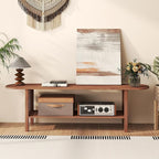 HollyHOME Bamboo TV Stand with Storage - Image 4