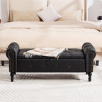Storage Bench for Bedroom, Faux Leather 51" End of Bed Bench, Queen Size Bench - Image 3