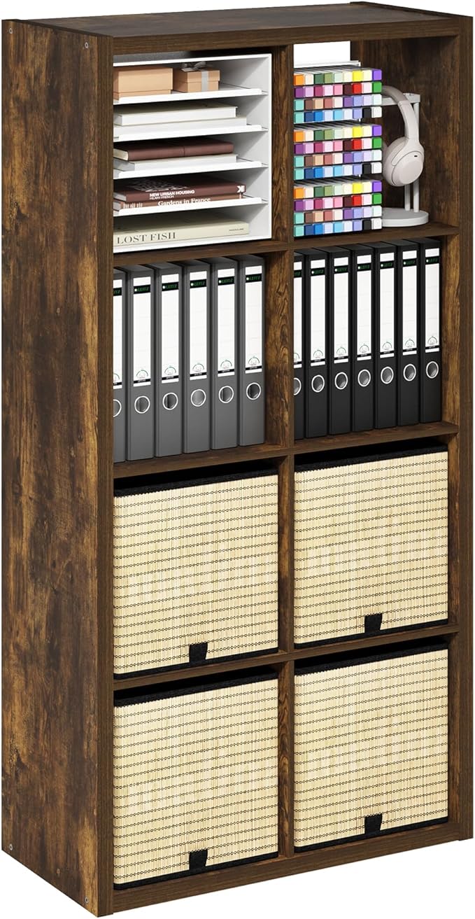 Furinno Cubicle Book Shelf, 8-Cube Bookshelf, Extra Thick Frame Horizontally & by Furinno-FitsYourSpaceFitsYourBudget
