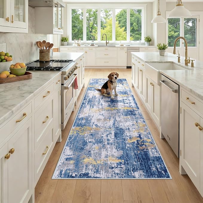 RELEANY Washable Area Rugs 3x8 Non-Slip Modern Abstract Soft by RELEANY