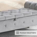 Storage Bench for Bedroom, Velvet 67" End of Bed Bench, King Size Benches - Image 9