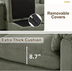 HAOMARKETS Corduroy 2-Piece Sofa Set, Upholstered Ottoman and 3-Seater Sofa - Image 5