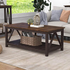 ChooChoo Farmhouse Coffee Table, Rustic Vintage Living Room Table by ChooChoo