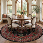 RELEANY Area Rugs Round 7ft Washable Non-Slip, Floral Vintage Distress Print by RELEANY