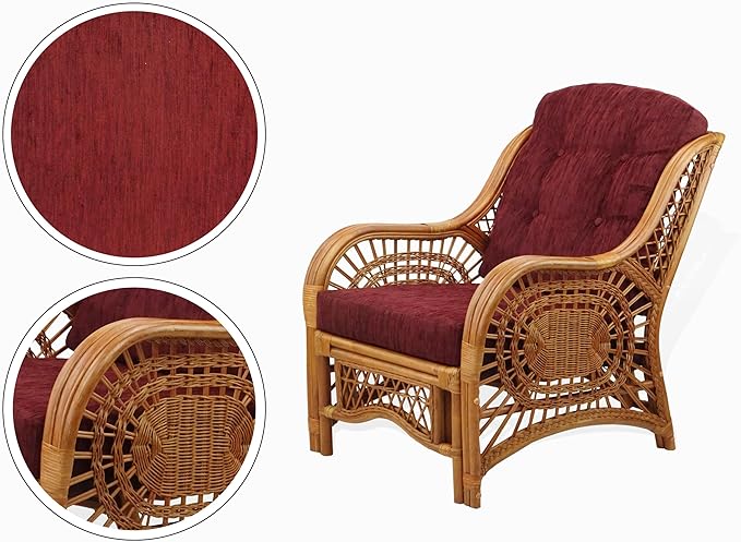 Malibu Lounge Set of 4: 2 Natural Rattan Wicker Chairs, Three-Seater Sofa - Image 4