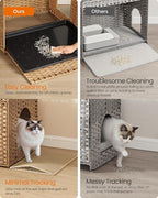 Feandrea Cat Litter Box Enclosure, Handwoven Rattan Hidden Litter Box Furniture - Image 3
