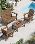 SERWALL 4 Pieces HDPE Patio Adirondack Chair Set, 2 Adirondack Chair by SERWALL
