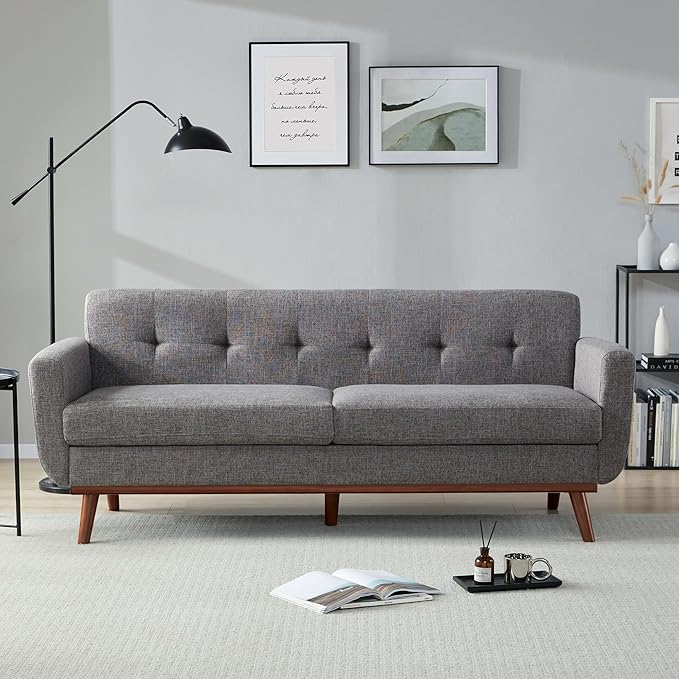 Kingfun 77.2" W Loveseat Sofa, Mid Century Modern Decor Love Seat Couches - Image 3