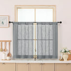 Chyhomenyc Charcoal Grey Semi Sheer Curtains 36 Inch Length, Light Filtering by Chyhomenyc