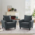 Mid-Century Accent Chairs Set of 2, Modern Linen Fabric Armchair - Image 7