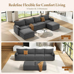 Vesgantti 142" U Shaped Sectional Couch, Comfy Cloud Modular Sectional Sofa - Image 7