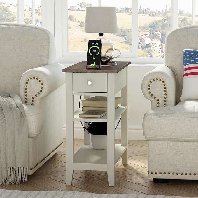 ChooChoo Farmhouse end Table Living Room Set of 2, Sofa Side Table Living Room - Image 5