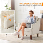 VINGLI Beige Accent Chairs Set of 2, Mid Century Modern Chairs, Upholstered - Image 4