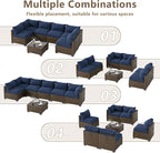 LOUVIXA 7 Piece Outdoor Patio Furniture Set, Outdoor Sectional Sofa, Wicker - Image 3