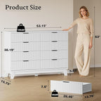 BORNOON 53" Tall Dresser for Bedroom, 8-Drawer Fluted Chest of Drawers - Image 2