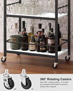 TUTOTAK Bar Cart, Home Bar Serving Cart, Microwave Cart, Drink Cart, Mobile - Image 4
