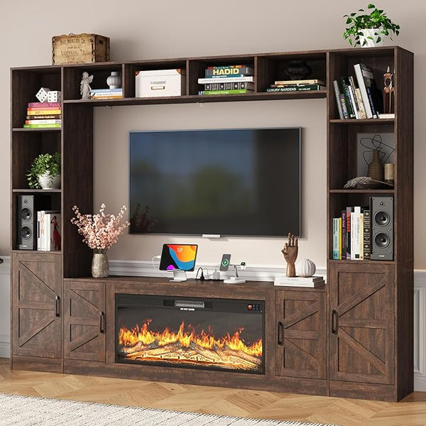103" Fireplace TV Stand with 40" Electric Fireplace, Farmhouse TV Stand with by StMandyu