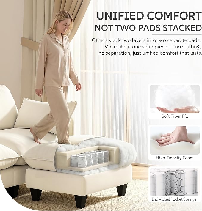 Ihanherry 139" U-Shaped Modular Sectional Couch, Oversized Cloud Sofa - Image 5