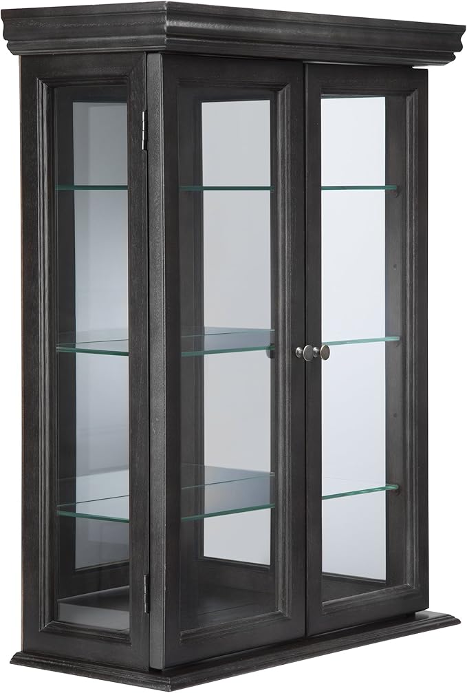 Design Toscano Country Tuscan Hardwood Wall Curio Cabinet: Ebony Black Finish - Image 3