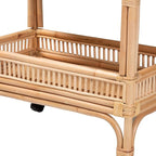 Bali & pari Lombok Modern Bohemian Natural Rattan 2-Tier Wine Cart - Image 5