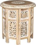 Lightnpro Hand Carved Solid Mango Wood Octagonal Accent Table by Lightnpro