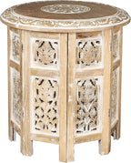 Lightnpro Hand Carved Solid Mango Wood Octagonal Accent Table by Lightnpro