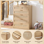 LEYAOYAO Rattan Dresser for Bedroom, Modern 6 Drawers Boho Dressers - Image 4