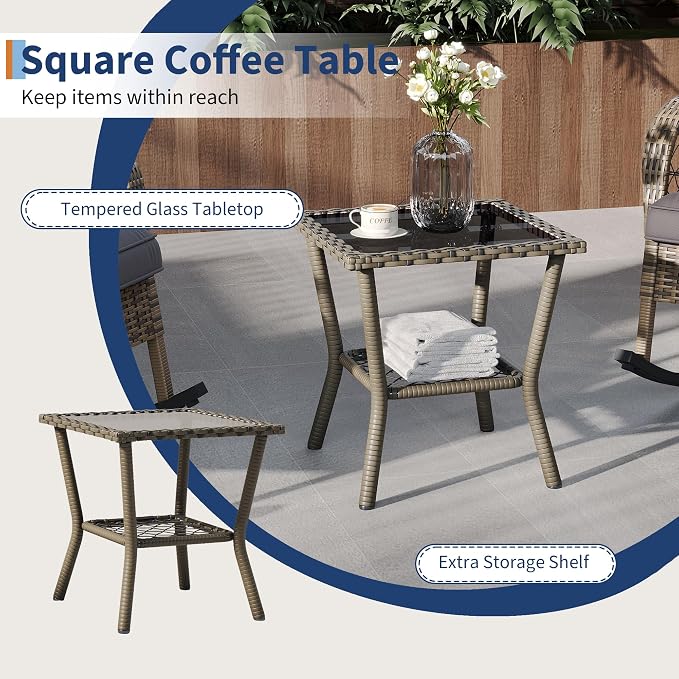 Outdoor Wicker Rocking Chair, Patio Rattan Rocker Chair - Image 7