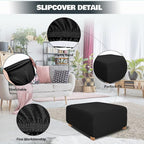 NeColorLife Rectangle Ottoman Cover Jacquard Fabric Slipcover Thick Stretchable - Image 2