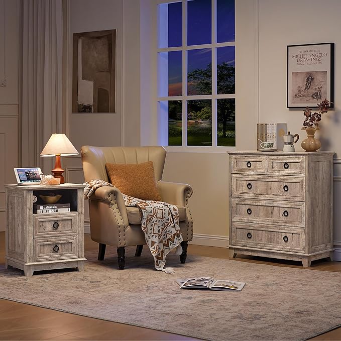 Joaxswe Farmhouse 5 Drawer Dresser - Image 8