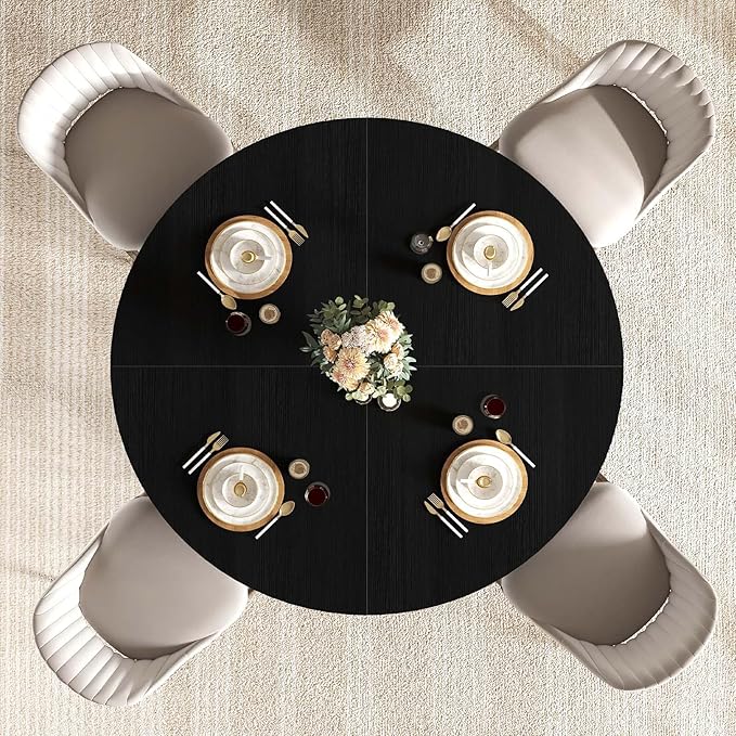 IBF Black Round Dining Table for 4-6, 47 Inch Kitchen Table - Image 9