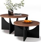 LIKIMIO Nesting Coffee Tables Set of 2, 31.5" Round Side Tables by LIKIMIO