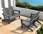 SERWALL Folding Adirondack Bench, HDPE All-Weather Adirondack Loveseat Set of 2 by SERWALL