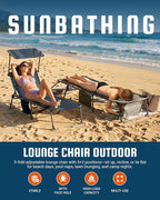 KingCamp Lounge Chair with face Hole & Canopy Shade, 400LBS Folding Portable - Image 3