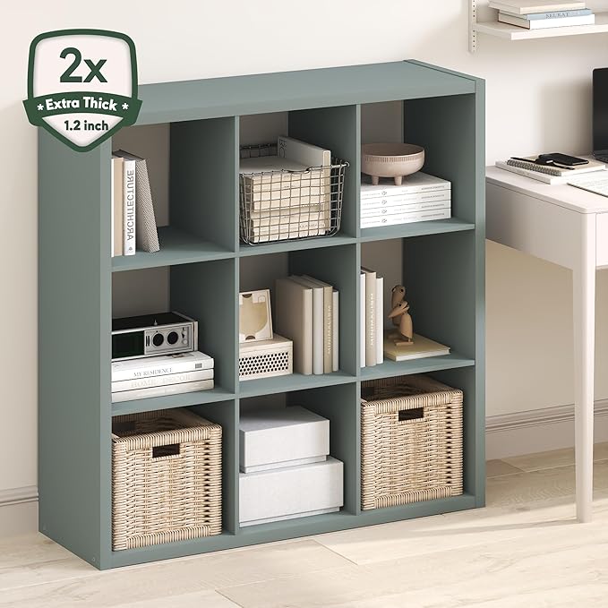 Furinno Cubicle Book Shelf, 9-Cube Bookshelf, Extra Thick Frame Reversible - Image 4