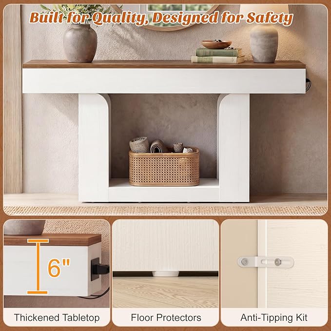 Homieasy Console Table, Farmhouse Wooden Sofa Table Behind Couch, Narrow - Image 6