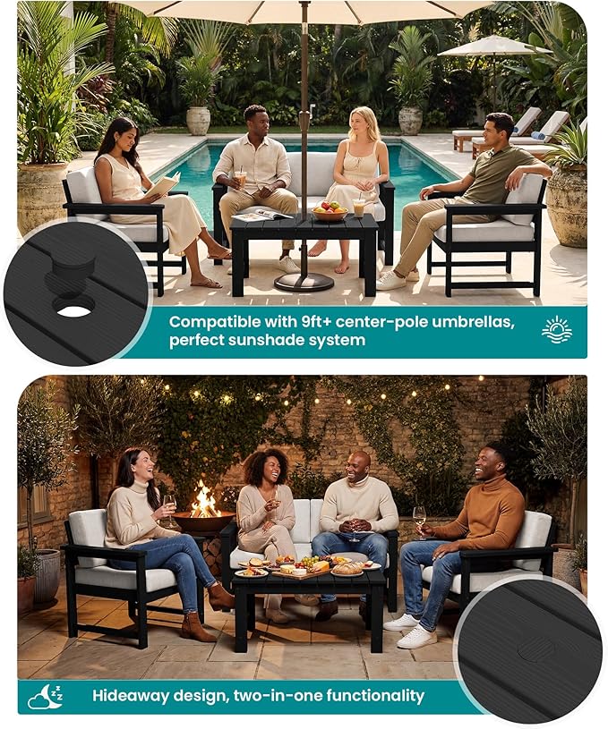 SERWALL Black HDPE Outdoor Loveseat - Image 3