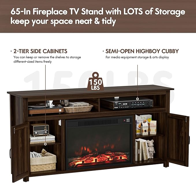 YESHOMY Fireplace TV Stand for Television up to 65+ Inch - Image 3